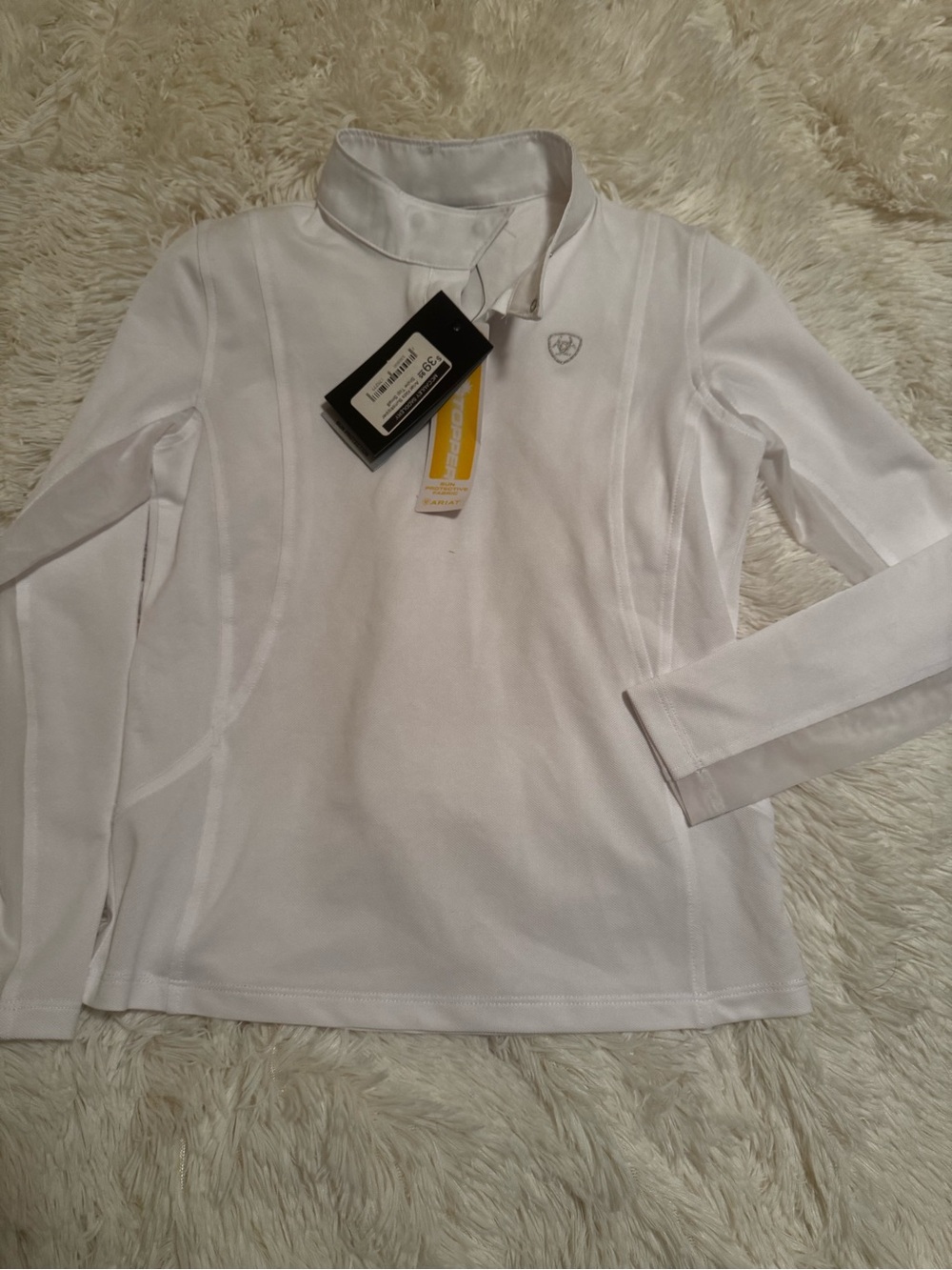 Ariat White Girls' Long-Sleeve Equestrian Show Shirt